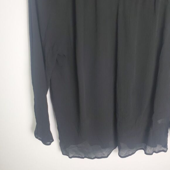 Garnet Hill Black Silk Sheer Textured Blouse Size XL - Picture 3 of 8